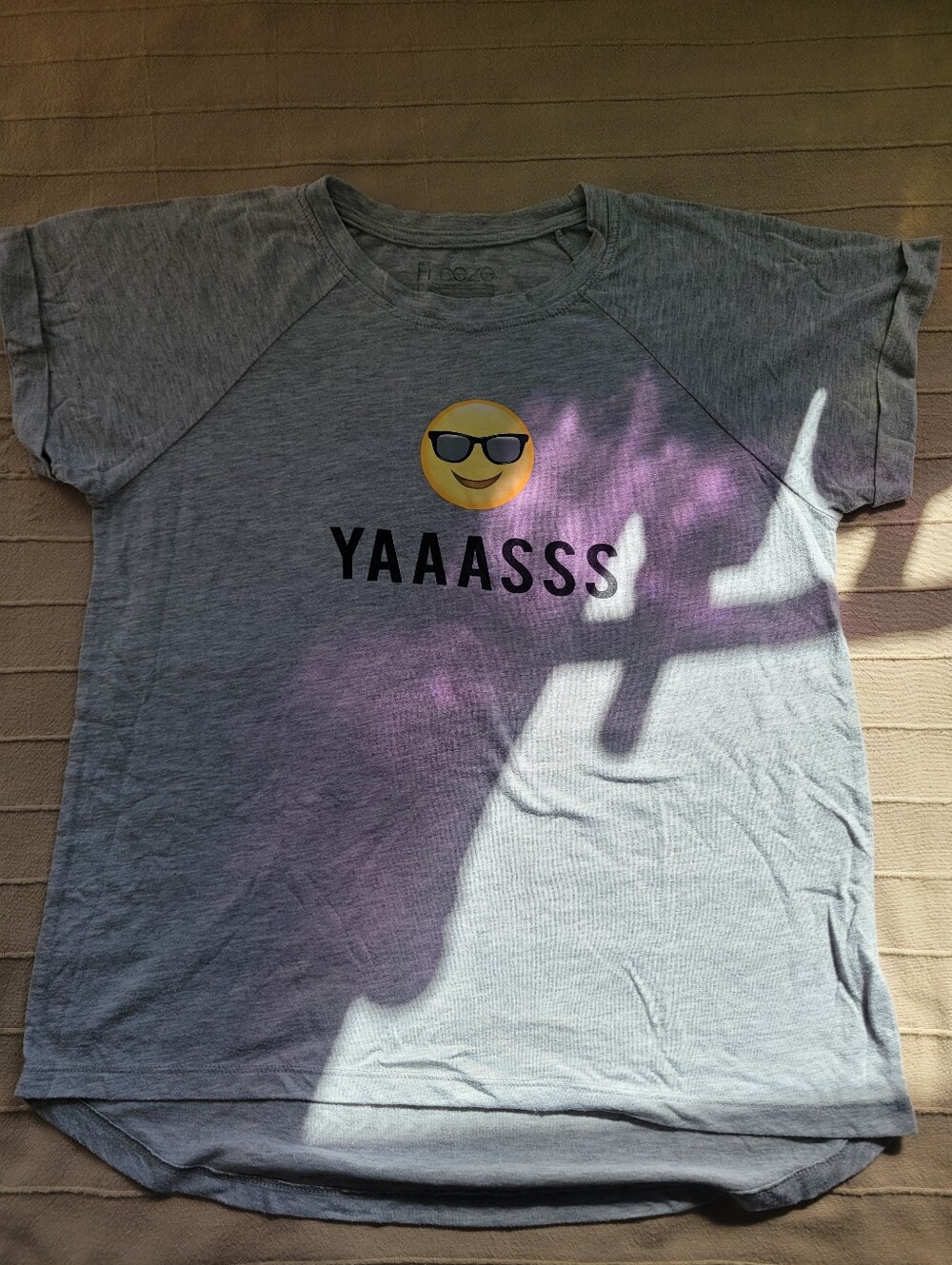 Freeze Gray Tee with Sunglasses Emoji and "YAAASSS"